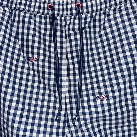 Vineyard Vines Blue White Checker Print Swim Trunks Size XXL - Picture 5 of 6